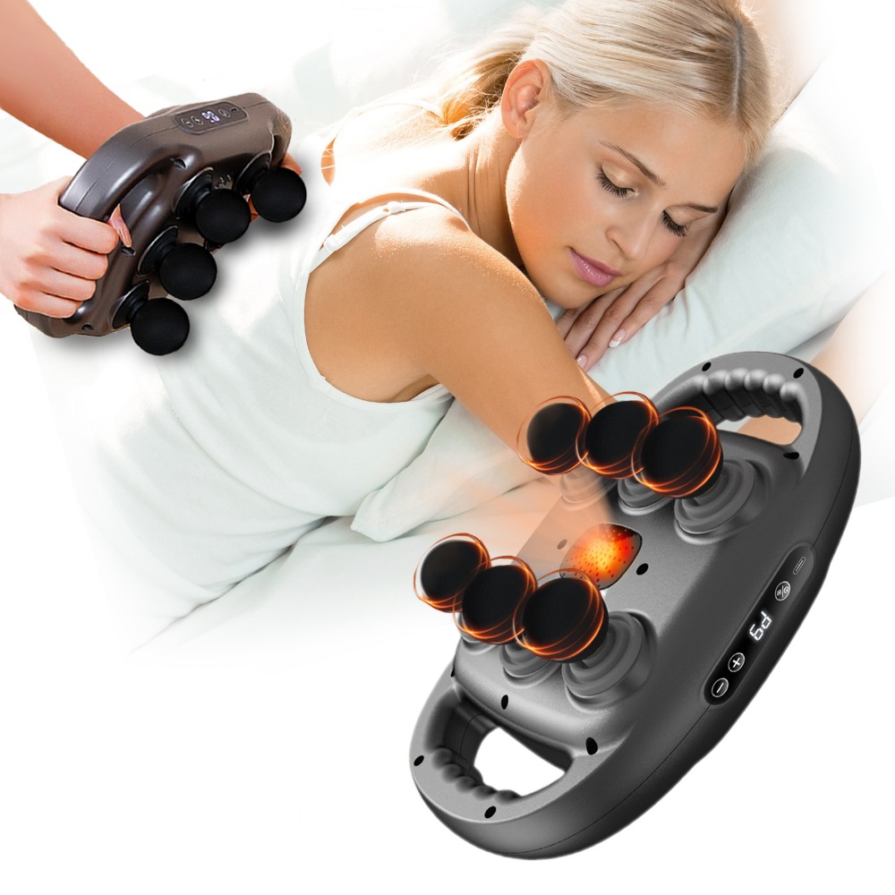 6 Head Massage Gun Deep Tissue with 9 Levels & 9 Modes, Electric Massager Tool for Legs, Arms, Waist, Back,Buttocks - Full Body Muscle Pain Relief, Ideal Gifts for Women, Men, Mom, and Dad