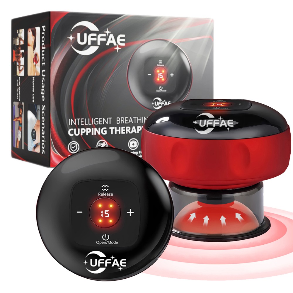  5-in-1 Electric Cupping Therapy Set, Smart Cupping Therapy Massager, 12 Levels of Suction Strength and Temperature Control，for Targeted Pain Relief, Portable Electric Cupping Device
